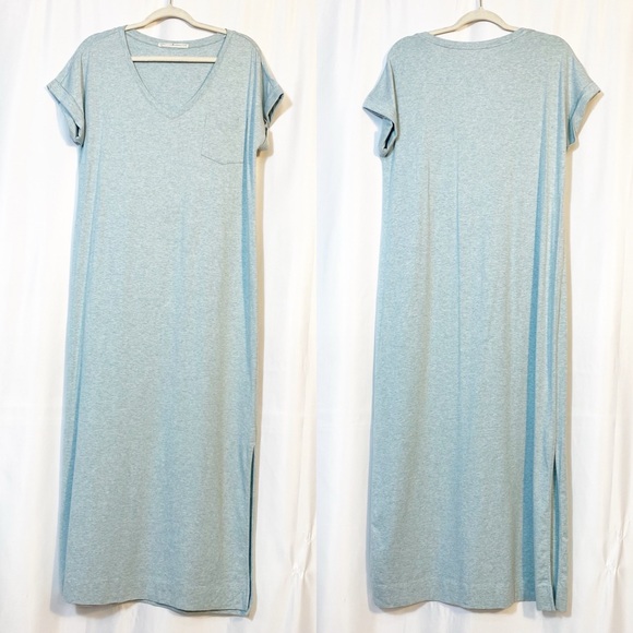 Peruvian Connection Malibu Cotton Modal Jersey Knit Maxi T-Shirt Dress: Seafoam - Picture 2 of 9